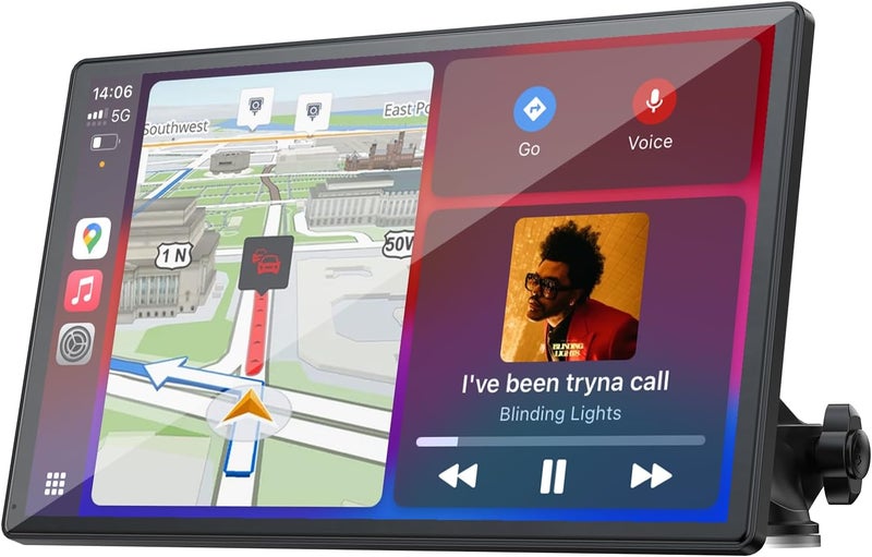 Topexplore Carplay Screen for Car, 9'' Wireless CarPlay & Android Auto- Upgrade Portable Touchscreen with Bluetooth, Mirror Link, Voice Control, Hands-Free Calling,Plug & Play Car Play Screen - Image 1